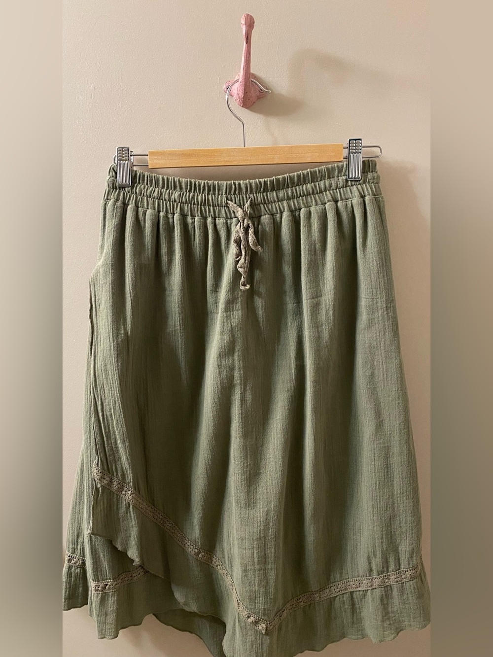 Vintage Cotton Ginny Green Boho Midi Skirt